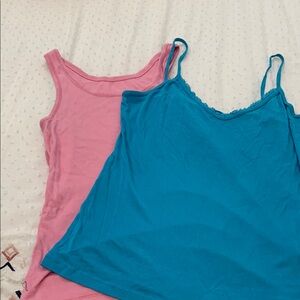 2 Tank top Style Blue and Pink Camisoles Fitted Relaxed